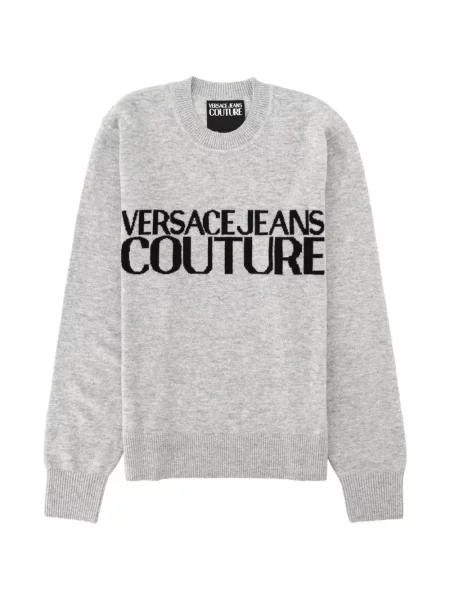 Pulover Versace Jeans Couture tricotate cu autograf gri