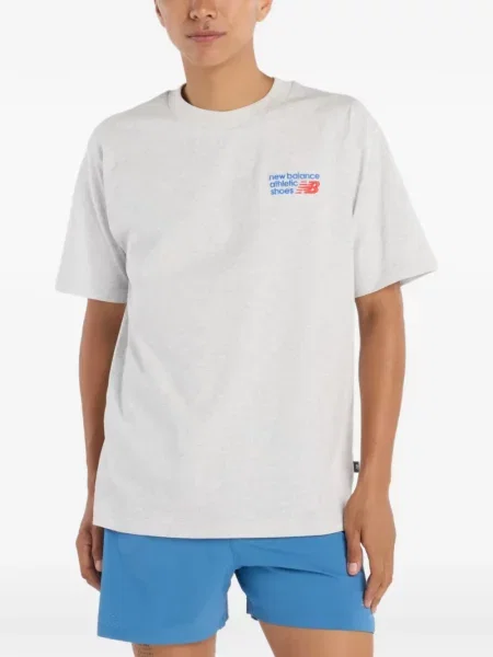 Кожено яке New Balance с автограф сиво