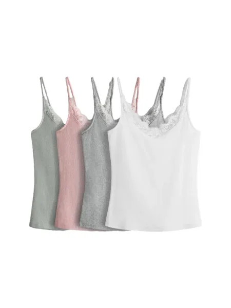The Set Top gri / verde pastel / roz pal alb