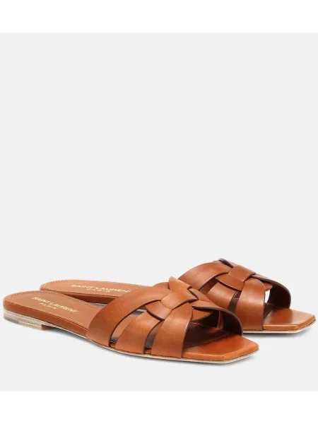 Sandale Saint Laurent din piele maro