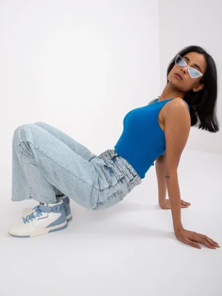 Блуза Fashionhunters синьо