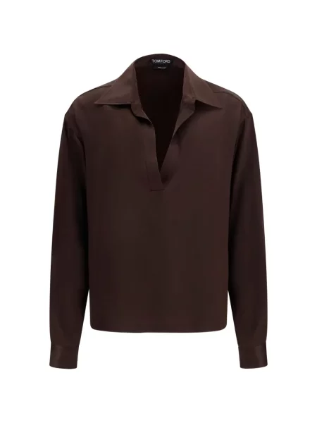 Lung top Tom Ford de mătase maro
