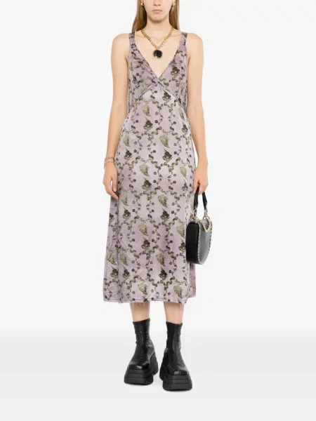 Rochie R13 cu model floral grunge violet