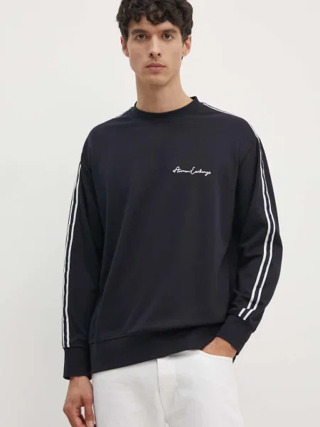 Суичър с качулка Armani Exchange с качулка с апликация тъмносиньо
