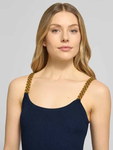 Sukienka midi z głębokim okrągłym dekoltem Michael Michael Kors granatowa