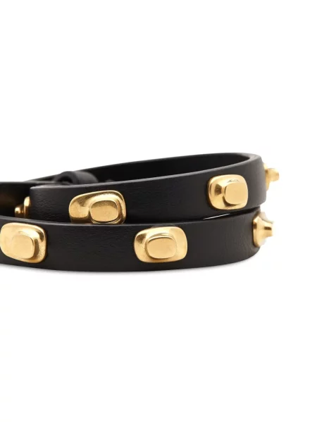 Brăţară Ferragamo din piele cu tepi negru