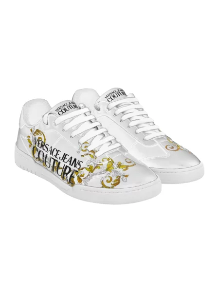 Sneakersy Versace Jeans Couture sznurowane z nadrukiem białe