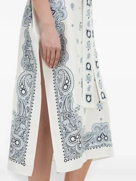 Rochie Ferragamo de mătase cu imagine alb