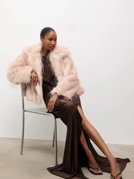 Answear.LAB sukienka maxi dopasowana brązowy