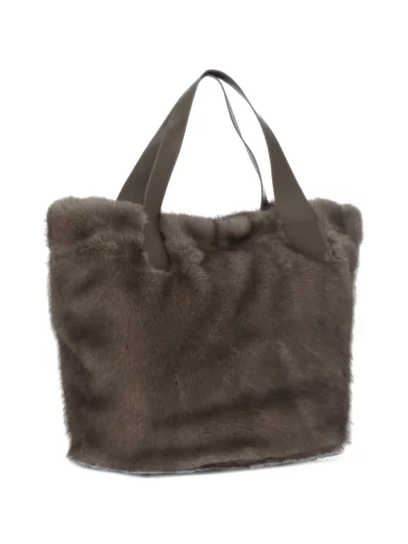 Geantă shopper Bully cu blană maro