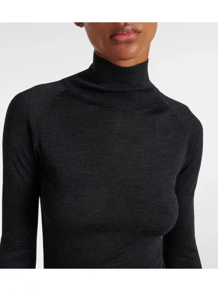 Rochie Alaïa de lână drapată de costum negru