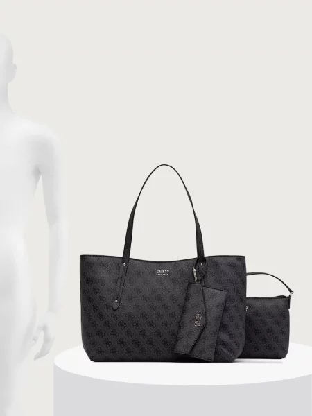 Guess шопинг чанта дамска от имитация на кожа BRENTON сиво