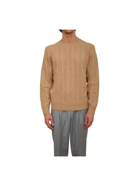 Sweter z dzianiny o kroju regular fit z mieszanki żywej wełny i kaszmiru model ‘HETICO’ Boss beżowy