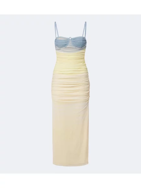 Rochie maxi Sir cu imagine plasă galben