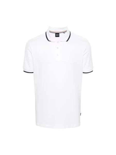 Koszulka polo Hugo Boss z nadrukiem klasyczna ze stójką biała