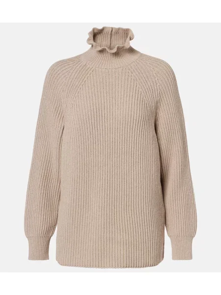 Pulover cu guler înalt heláncă Max Mara cu volane bej