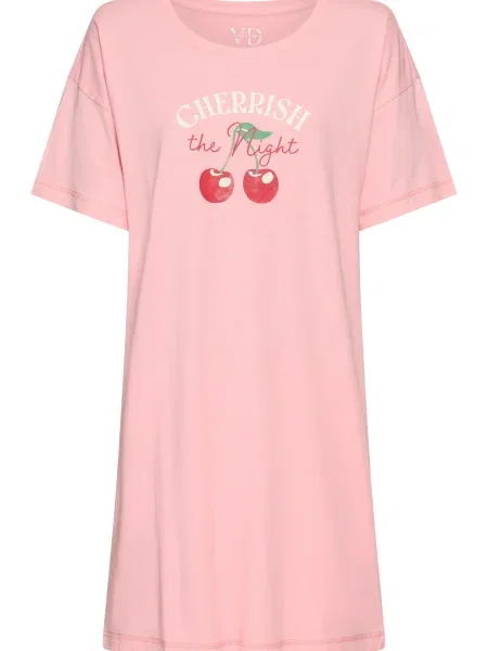 VIVANCE Spalna srajca roza / krvavo rdeča bela