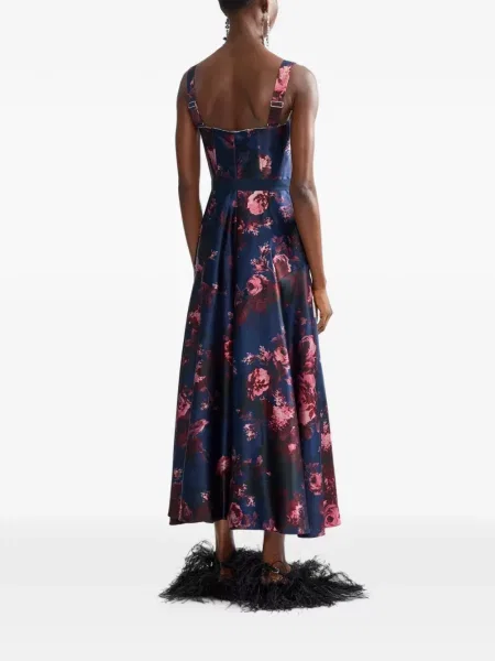 Rochie maxi Erdem cu model floral cu imagine albastru