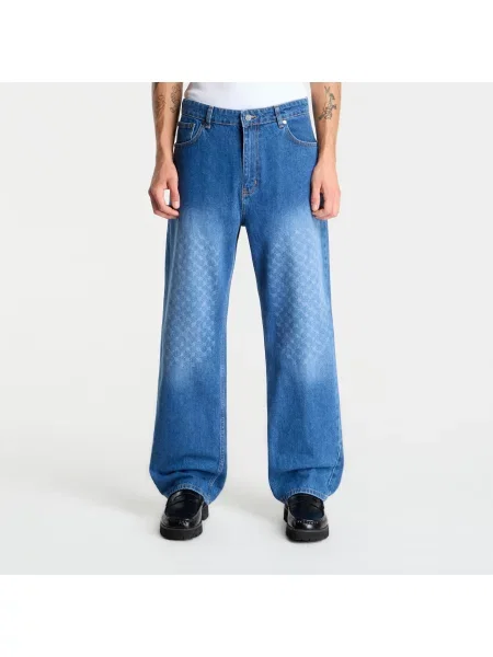 Blugi Daily Paper Faded Monogram Amba Jeans Mid Blue L albastru