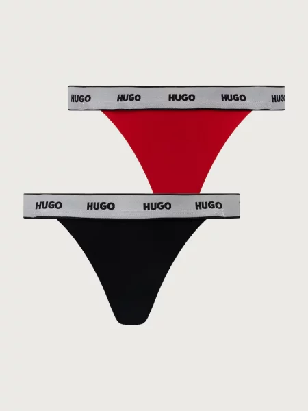 HUGO tangá dámske s elastanom TRIPLET STRING GIFT čierna