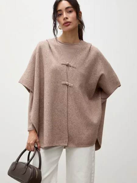 Answear.LAB poncho pentru femei cu vâscoză bej