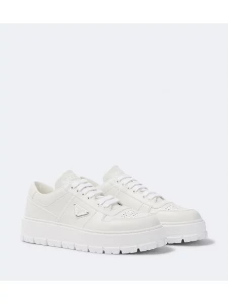 Sneakerși Prada din piele alb