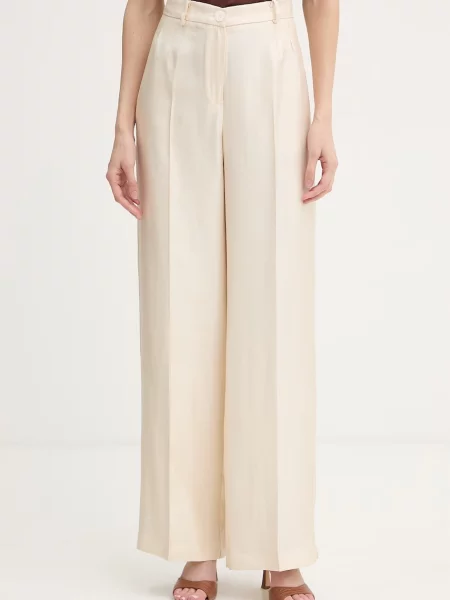 Haveone pantaloni palazzo pentru femei cu vâscoză bej