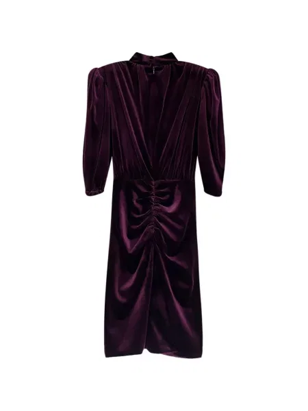 Rochie midi Actualee de catifea cu volane violet