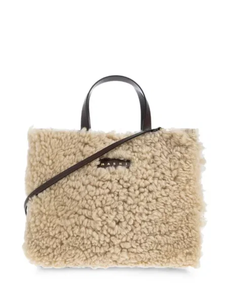 Geantă shopper Marni cu blană