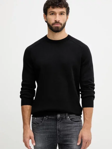 BOSS pulover din amestec de lână negru