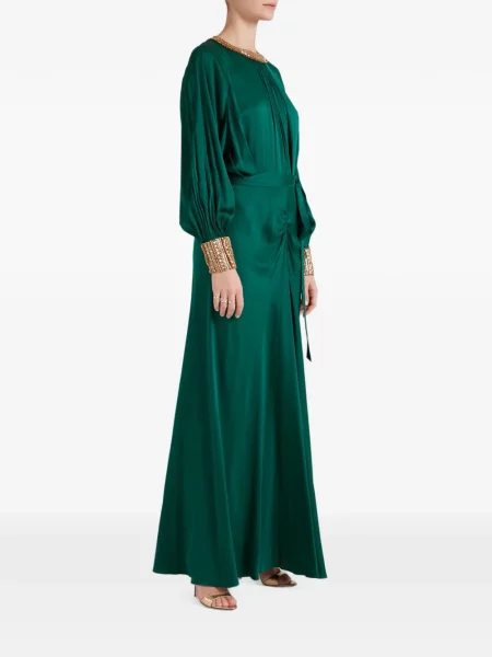 Rochie Temperley London cu mărgele verde