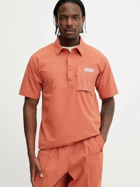 Спортна тениска с яка Columbia Cove Beach с изчистен дизайн оранжево