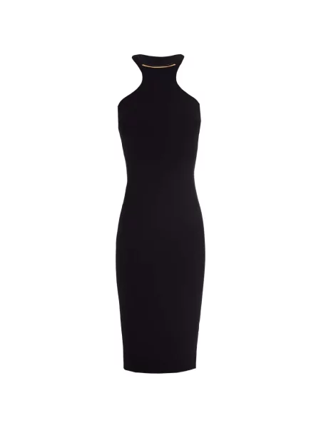 Rochie midi Elisabetta Franchi până la genunchi cu gât halter de costum negru