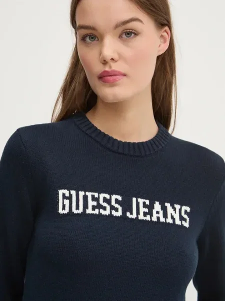 GUESS JEANS Pulover bleumarin alb