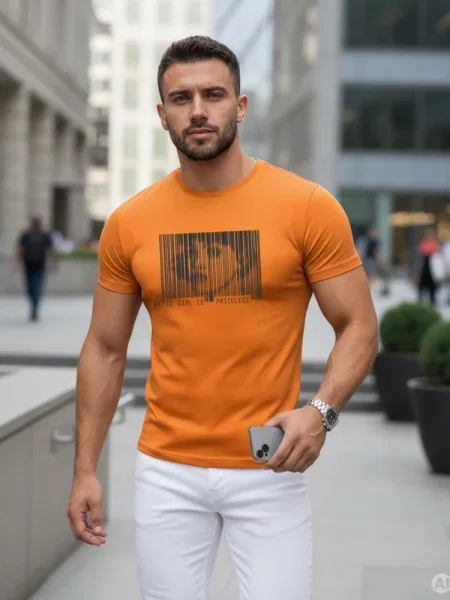 T-shirt z nadrukiem Dstreet pomarańczowy
