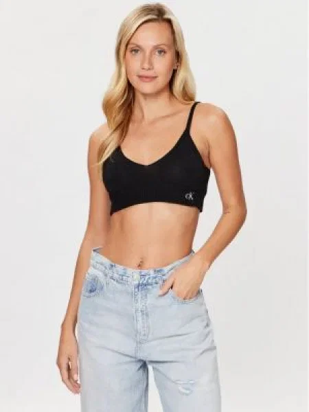 Top din denim Calvin Klein Jeans negru