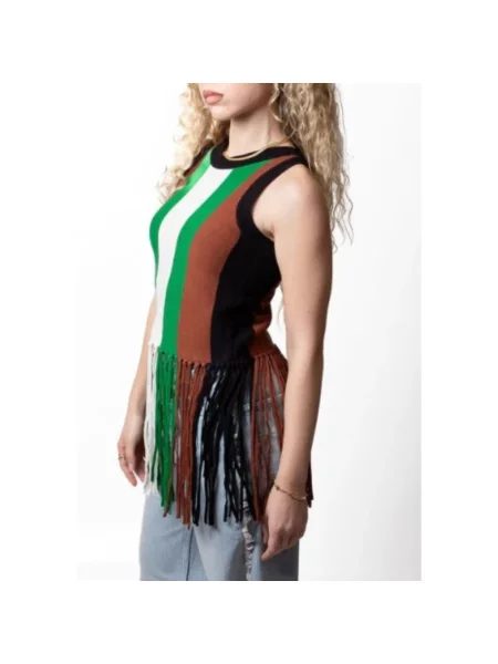 Lniany wielobarwność top Silvian Heach w paski