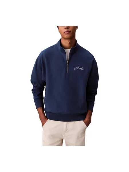 Bluza Calvin Klein Jeans frotte niebieska