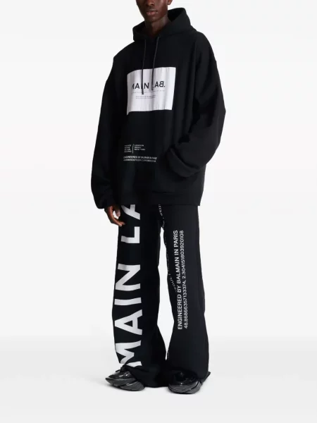 Hanorac cu glugă Balmain cu autograf negru