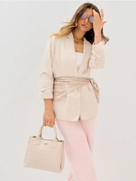 Сумка tote зі штучної шкіри з монограмою бежевий