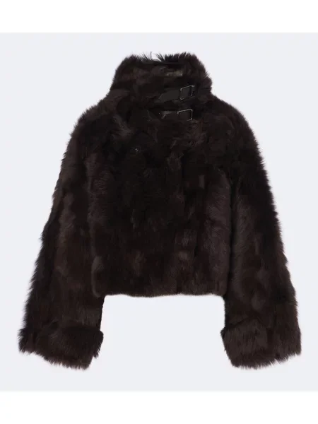 Kurtka Ralph Lauren Collection z owczej skóry dwustronna brązowa