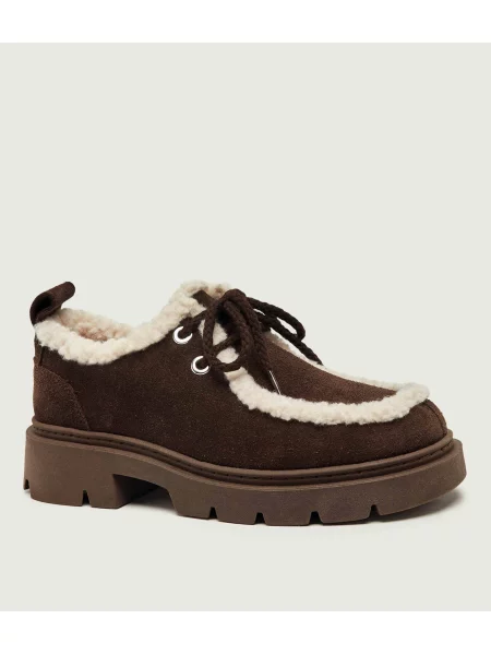 INUIKII Căptușite pantofi Mocabee Curly | shearling | piele întoarsă zamsz | cu adaos de lână maro