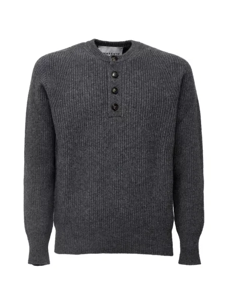 Pulover Amaranto cu guler henley gri