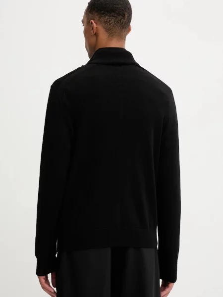 Calvin Klein gyapjú pulóver könnyű félgarbó nyakú fekete