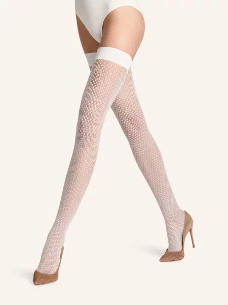 Falke Pończochy Samonośne Net beige białe