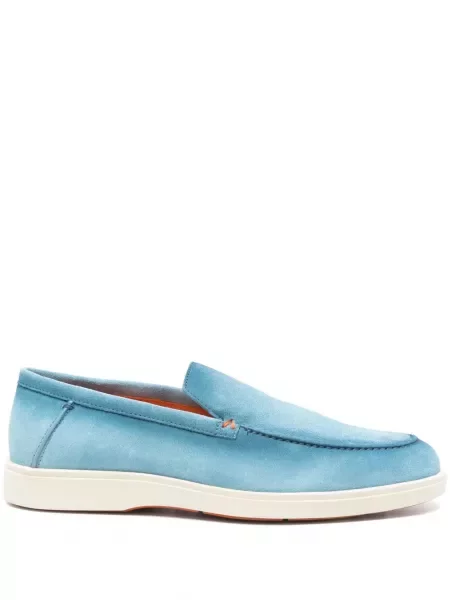 Pantofi loafer Santoni din piele de căprioară albastru