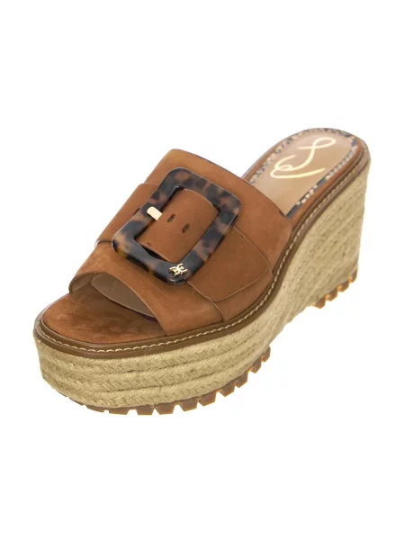 Sandały Sam Edelman zamszowe na koturnie brązowe
