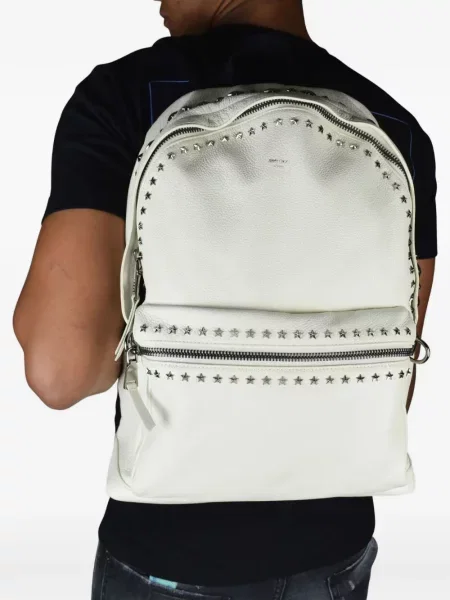 Rucsac Jimmy Choo din piele alb