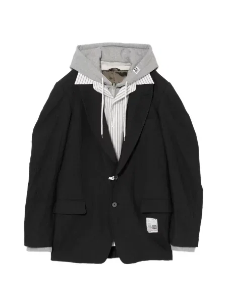 Geacă Maison Mihara Yasuhiro cu dungi cu glugă negru