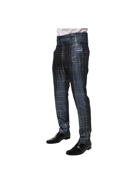 Jedwabne spodnie Dolce And Gabbana niebieskie